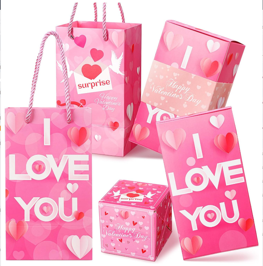 Día de San Valentín sorpresa Bounce caja te amo ciego caja aniversario regalo para niñas pareja creativa caja de regalo sobre rojo