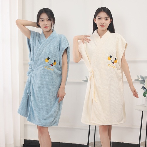 Bath Towel  New Style Full Cotton Pure Cotton Home Bath Robe For Women Autumn Winter Adult Wearable Wrap Bath Quick Dry Pajama Robe