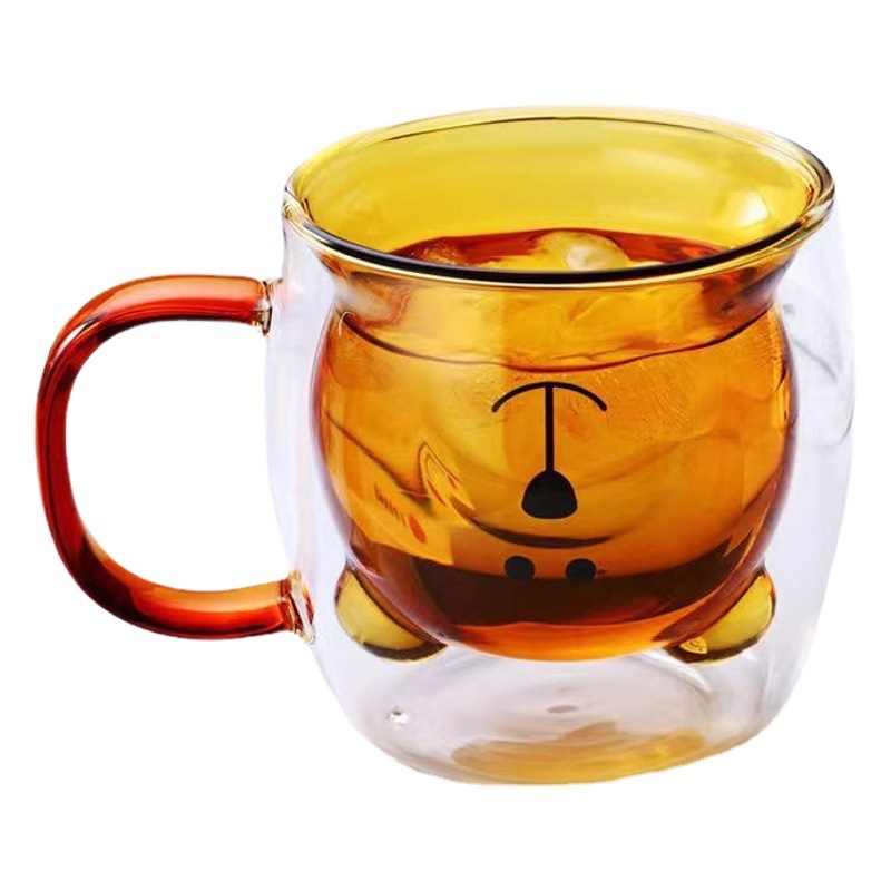 Taza de vidrio de doble capa, taza de café, taza para beber, taza para leche, jugo, té, taza portátil de vidrio de borosilicato alto