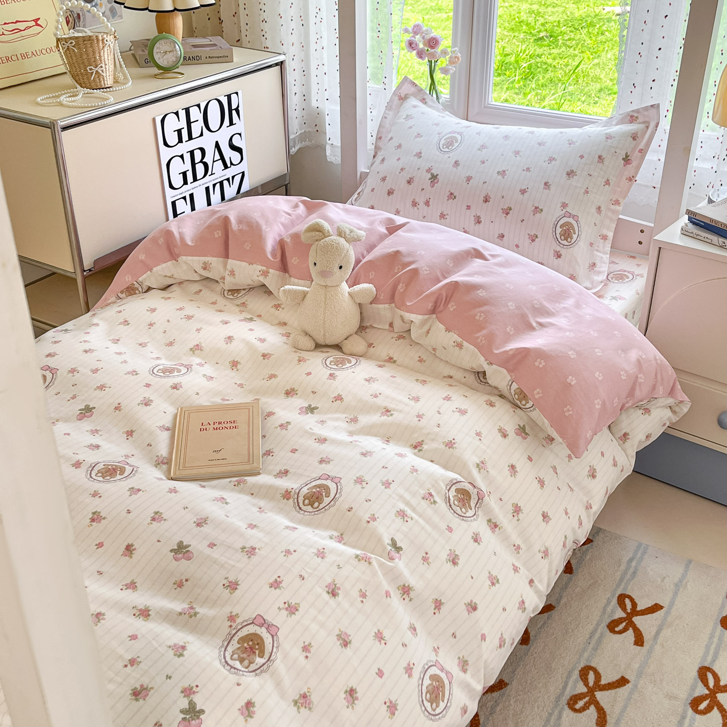 Dormitorio universitario traje de tres piezas de algodón puro 2025 nueva sábana individual de dibujos animados edredón sábana ropa de cama