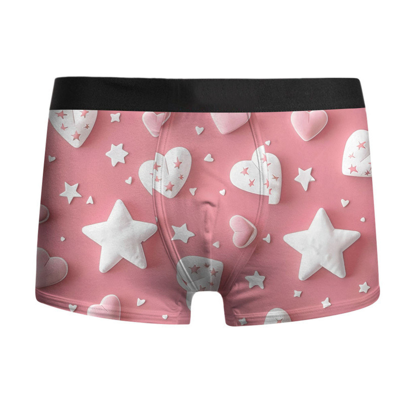 2025 New Cross-Border Valentine's Day Couple Style Trendy Cartoon Style Men's Breathable Shorts 3D Printed Boxer Briefs