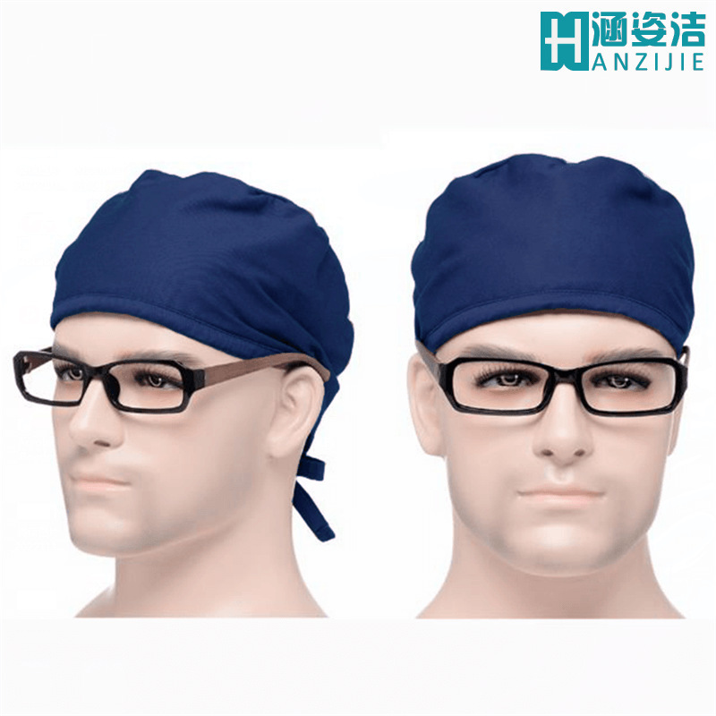 Surgical Cap European and American Style Solid Color Cotton Purple Black Operating Room Hat Custom Logo Professional Flat Top Round Top Medical Staff