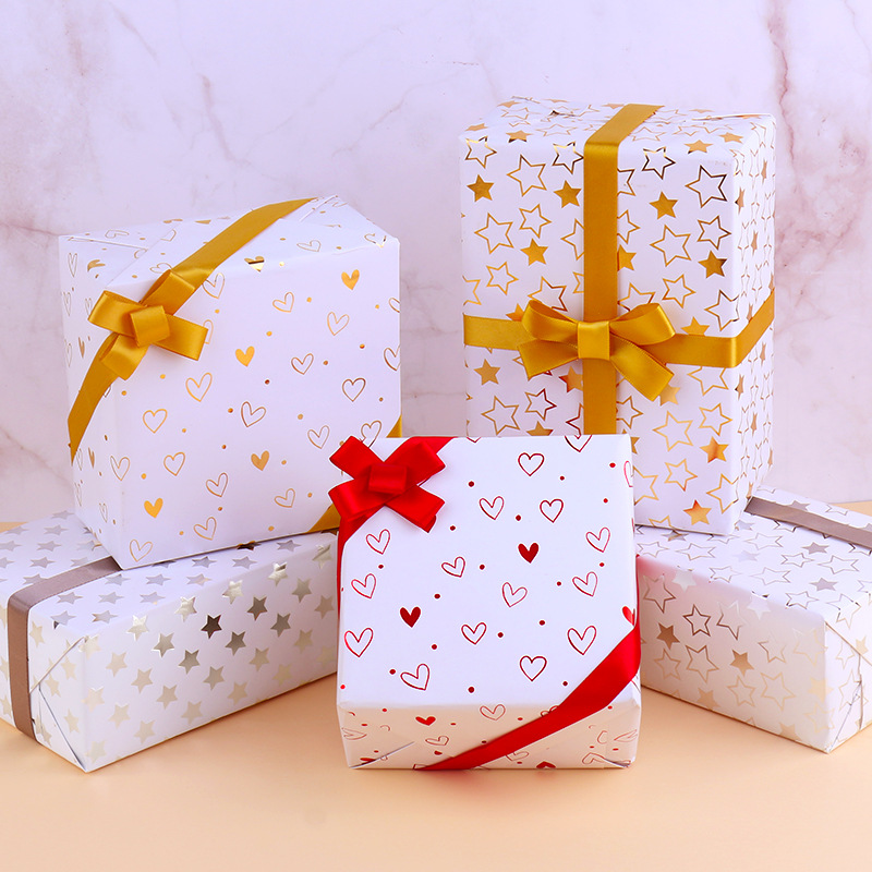 Amazon nuevo papel de regalo dorado estrella papel de regalo de vacaciones cumpleaños Día de San Valentín papel recubierto