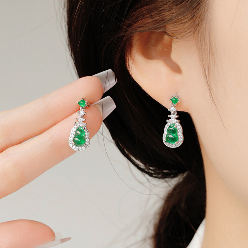 Pendientes de botón con perla y circonita para mujer elegantes_voghion.com