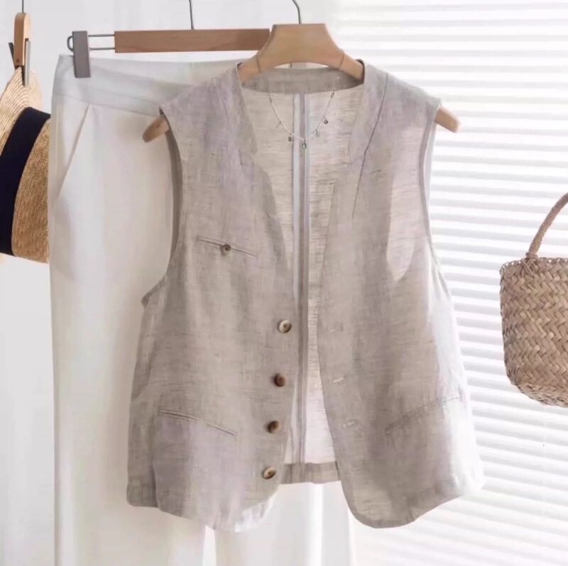 Women's Short Vest for Summer, Thin Outerwear, 2026 New Style, Korean Version, Sleeveless Vest, Sleeveless Jacket Women's Short Vest for Summer, Thin Outerwear, 2026 New Style, Korean Version, Sleeveless Vest, Sleeveless Jacket
