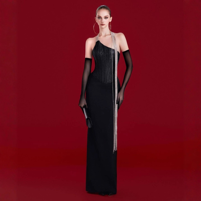 Cross-Border New Amazon Aliexpress Independent Station European and American High-End Evening Dress Red Carpet Banquet Party Dress