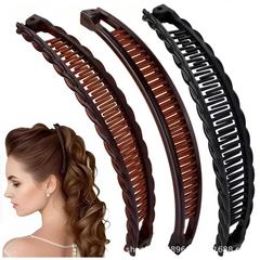跨境欧美懒人梳盘发器鱼夹香蕉夹套装百变发梳Banana Hair Clips
