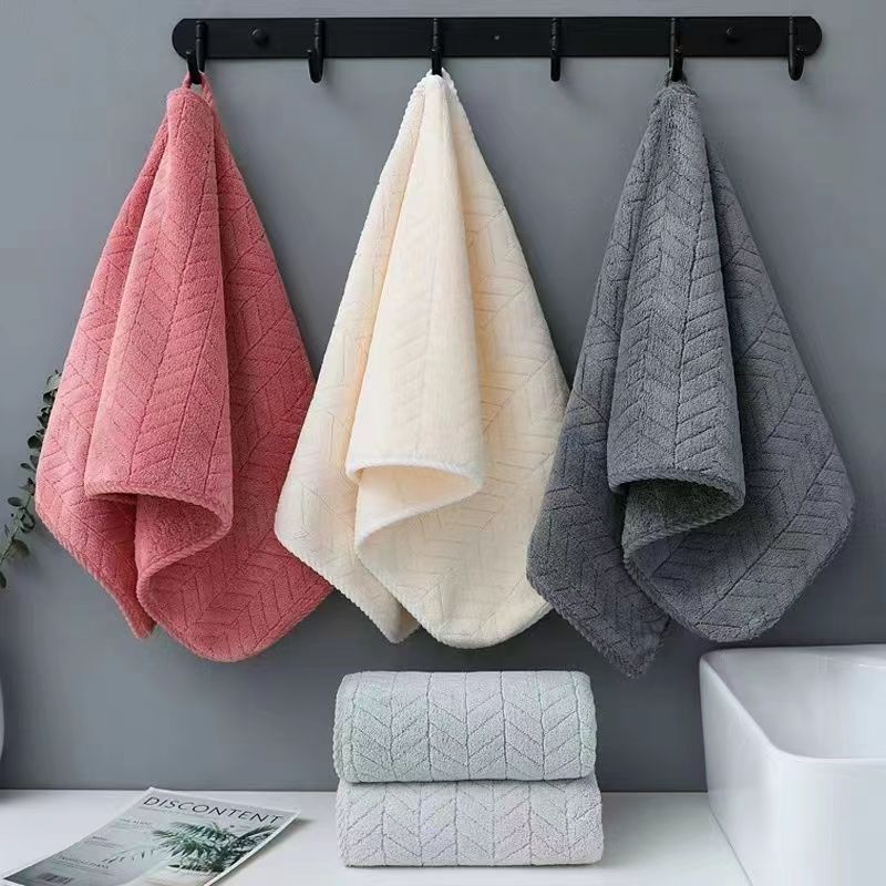 Wheat ear towel coral fleece household wholesale face wash bath absorbent men's and women's quick-drying face towel not easy to lint