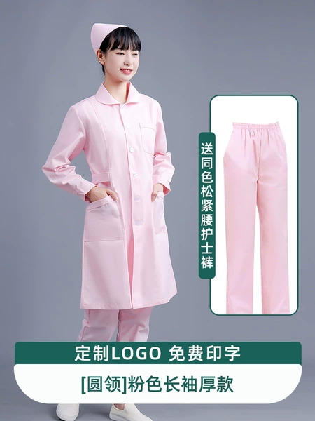 Fuchsia long-sleeve with a round collar, nurse uniform