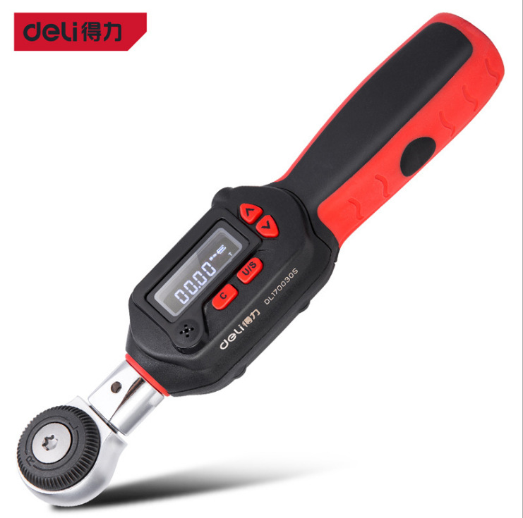 得力1/4数显LED电子扭力扳手可切换棘轮力矩扳手3-30N.mDL170340S