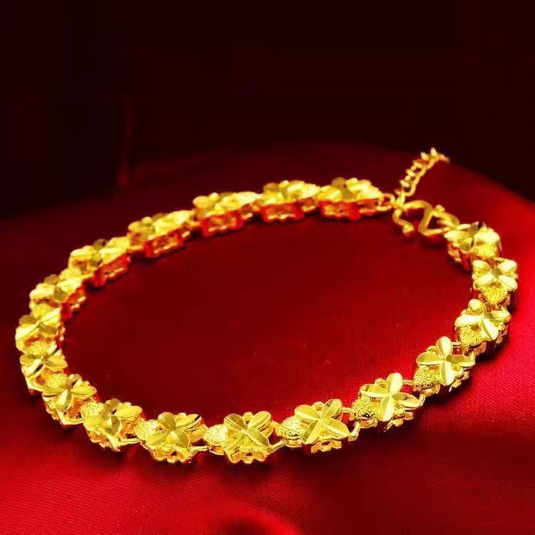 Internet Celebrity Hot-Selling New Imitation Vietnamese Sand Gold Four-Leaf Heart Bracelet Korean Style Fashion Jewelry New Bracelet