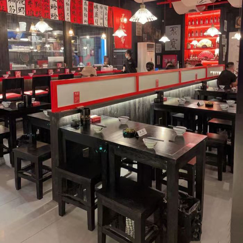 2026 Bar Tables and Chairs, Three Cups of Chinese-Style Tavern Tables and Chairs, Old Elm Wood Black Dining Tables and Chairs, Night Club Barbecue, Year of the Horse