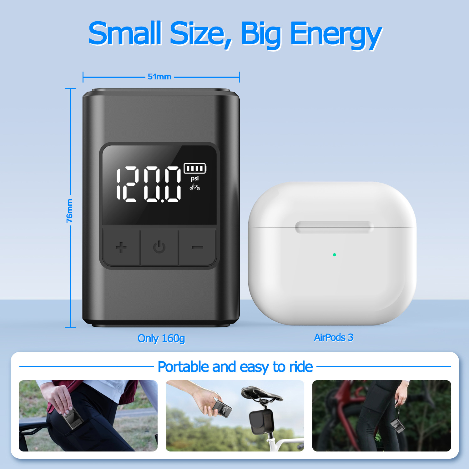 Mini Road Bike Electric Pump Portable Car-Mounted Handheld Smart Air Pump Wireless Electric