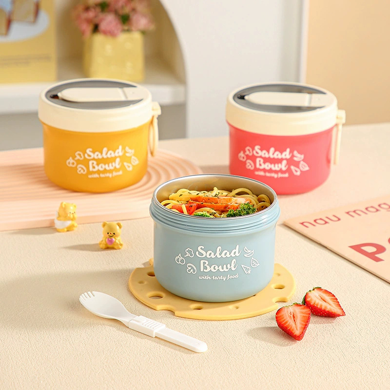 304 Stainless Steel Food Bowl Lunch Box Portable Pot Water-filled Heating Stainless Steel Breakfast Cup Salad Sour Cup