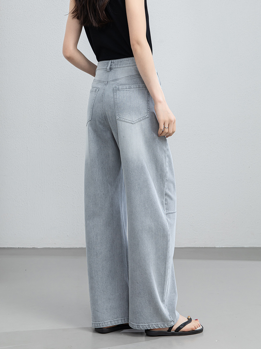 Quần culottes nữ ống rộng cạp cao dáng suông chất liệu tencel mềm mại — màu xám