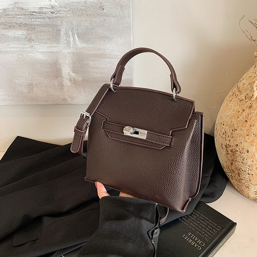 Ladies' Retro Daily Commute Versatile High-Quality Texture Kelly Handbag with Large Capacity Crossbody Bag