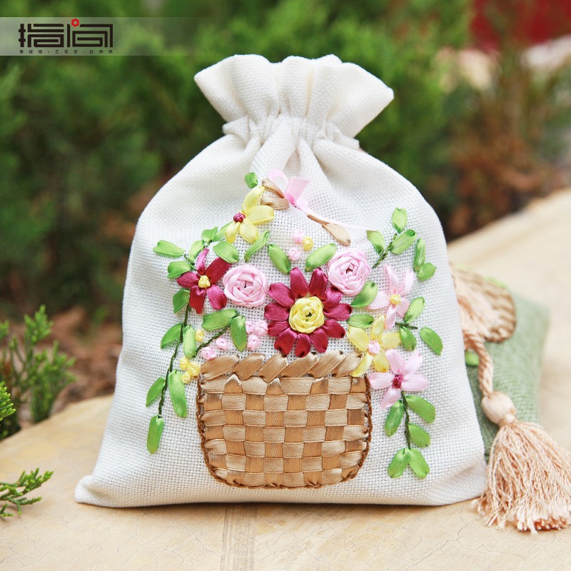 Jinhao bordado hecho a mano material de bricolaje bolsa Cordón portátil Lu bordado cosmético bolsa no Cruz puntada bolsa de almacenamiento