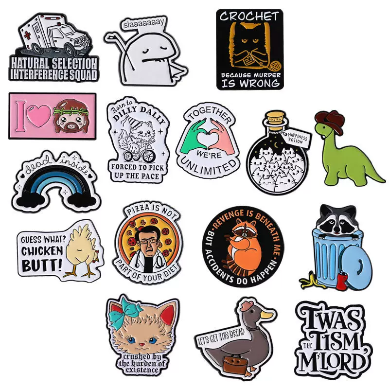 亚马逊新款织毛衣的猫胸针跨境创意卡通可爱黑色猫咪金属配饰徽章