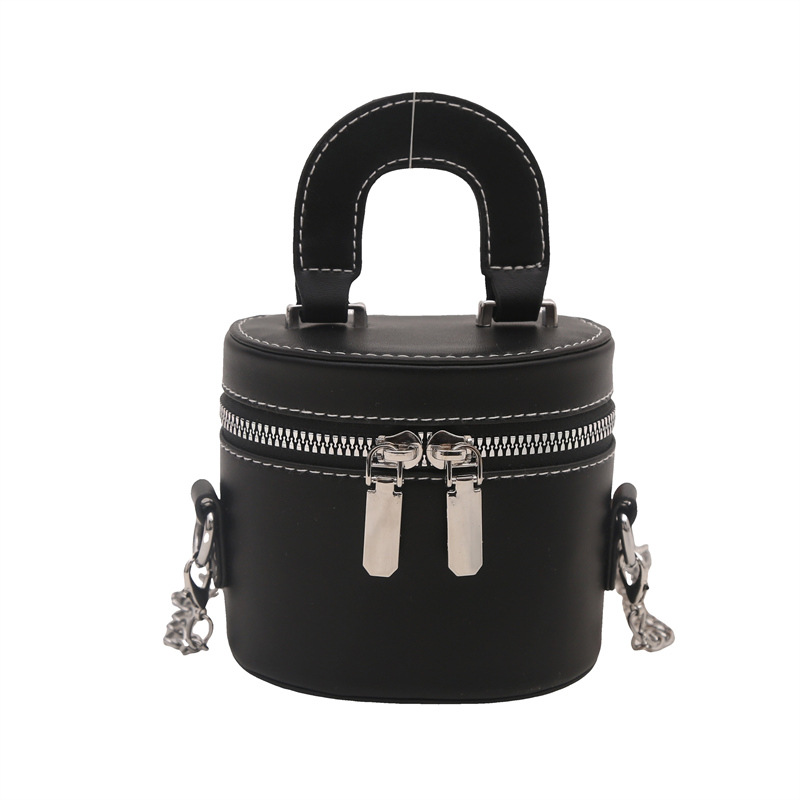 Otoño y invierno coreano bolso de cubo de color contraste para mujeres 2024 nuevo bolso de mano de moda de un hombro bolso de cilindro casual