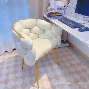 Makeup Chair for Girls' Bedroom, Light Luxury Dressing Table Stool, Simple Modern Home Use with Backrest, Internet Celebrity Ins Nail Chair