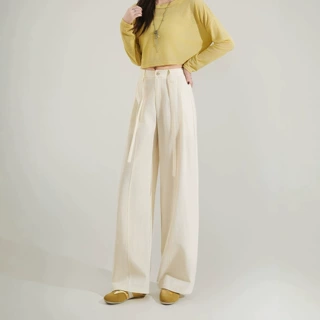 天丝棉麻阔腿裤女夏季薄款老钱风慵懒抽绳阔腿拖地裤女休闲长裤