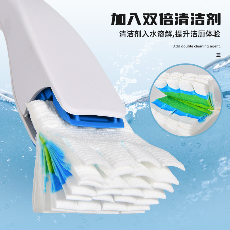 Disposable toilet brush replacement head comes with cleaning liquid non-woven fabric water-soluble disposable cleaning sheet replacement