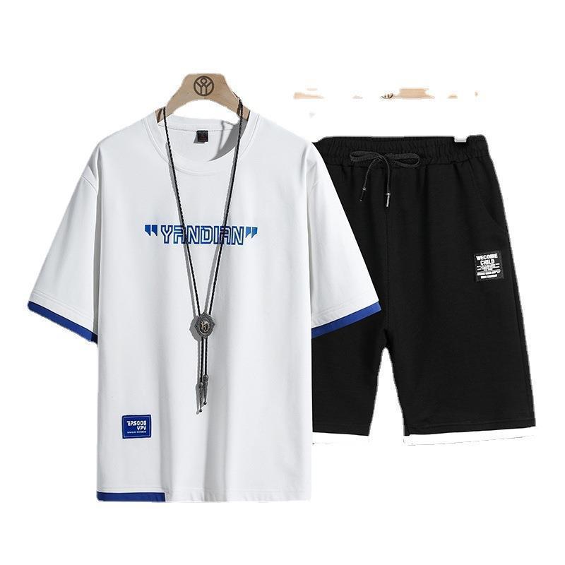 Traje casual pantalones cortos de manga corta para hombres ropa deportiva para hombres marca de moda Pantalones cortos de dos piezas para hombres guapos