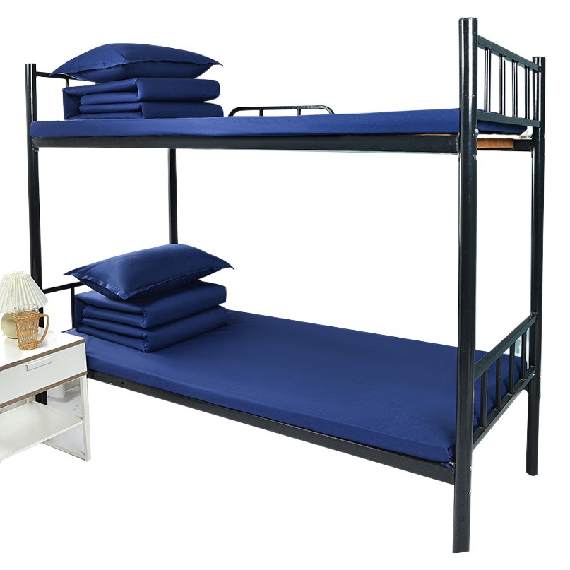 Three-Piece Bedding Set: Duvet Cover, Fitted Sheet, Pure Cotton Twill, Unit Dormitory, Blue Fire Flame Blue Bedding