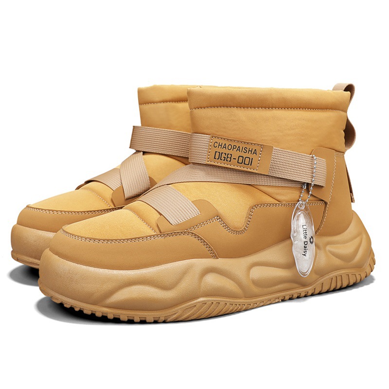 Zapatos cálidos de veludo al aire libre botas de nieve de alto perfil para hombres invierno 2024 más zapatos de algodón grueso para hombres