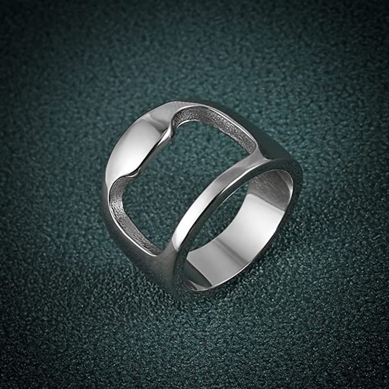 Men's Stackable Titanium Steel Beer Bottle Opener Ring_voghion.com