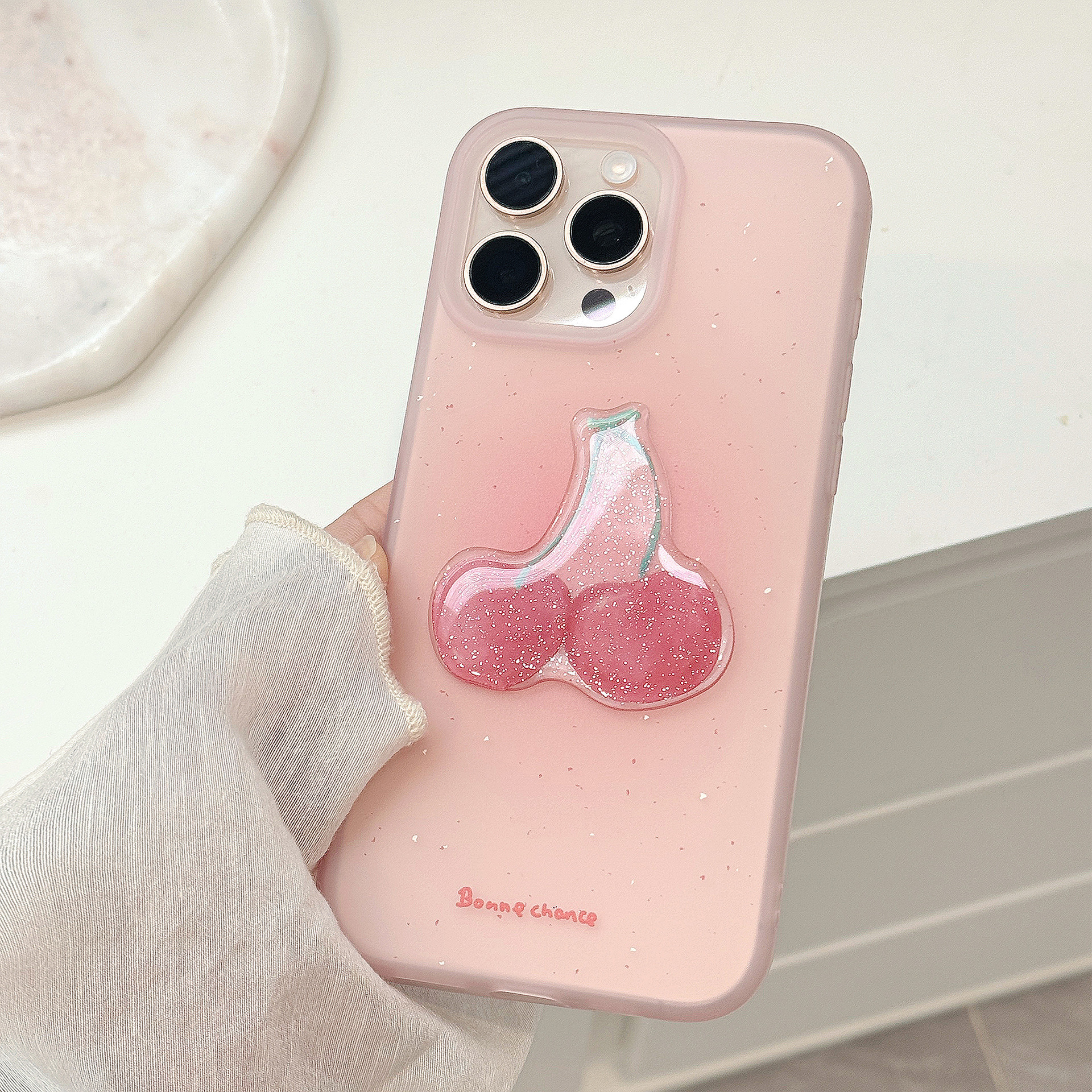 Chicas ins brillo parche cereza para iPhone13/14 Apple 15 funda para teléfono móvil 16ProMax nuevo 16