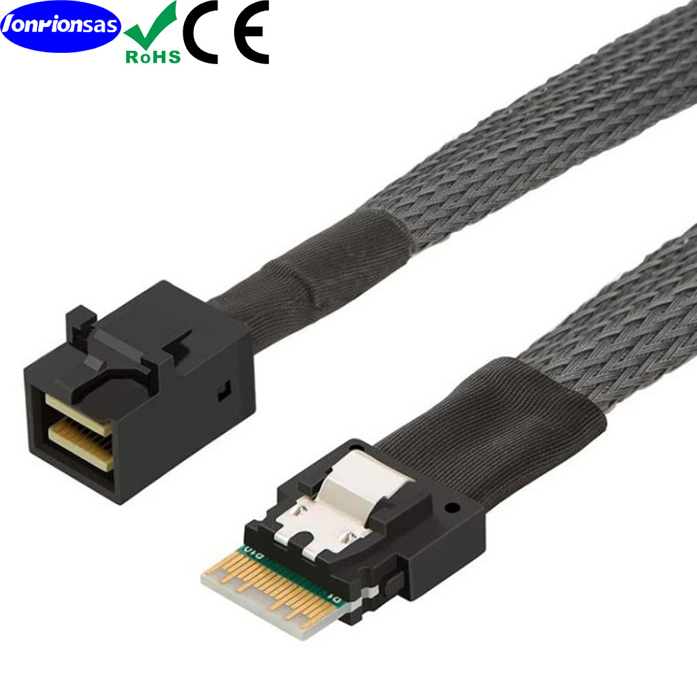PCIE4.0 Slimline SAS SFF-8654 4i 38P转Mini SAS HD SFF-8643线