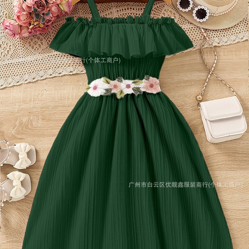 girl grace off shoulder dress 夏季童装吊带连衣裙童装裙子货源|undefined