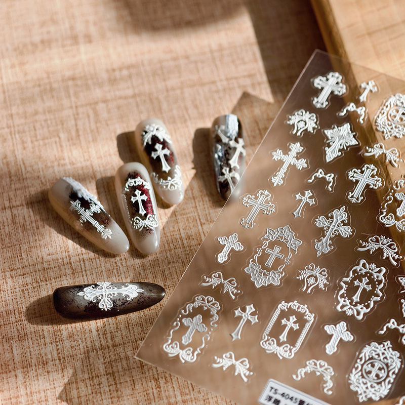 Tensor Spring Lace Nail Art Stickers Ts-4045 Sweet Lace Croix Heart Simple Nail Stickers