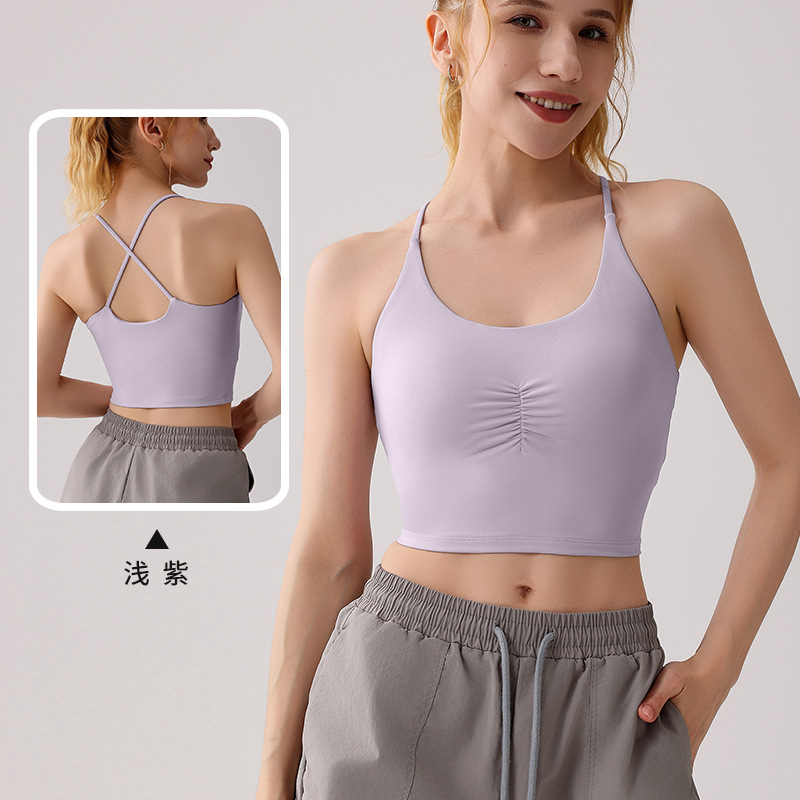 Sujetador deportivo cruzado con tirantes finos europeos y americanos transfronterizos, sujetador deportivo para correr, tirantes, ropa de yoga, ropa interior