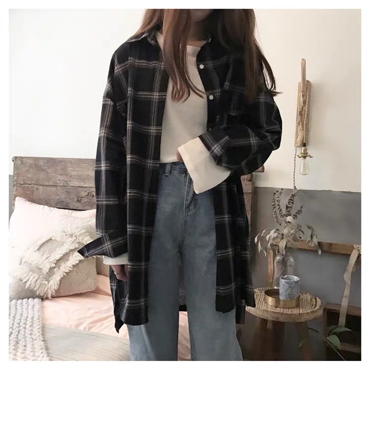 Regular Sleeve Sleeve Type Autumn Plaid Loose Women's Shirt New Style Long Sleeve Mid-Length Sun Protection Thin Fashionable Commute Intellectual Style