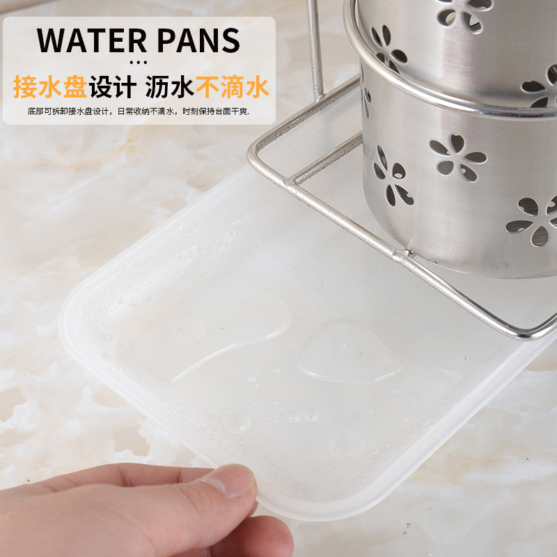 5ZV7 Wholesale 304 Stainless Steel Chopstick Holder, Thickened Storage Tube, Kitchen & Home Wall-Mounted Chopstick Cage