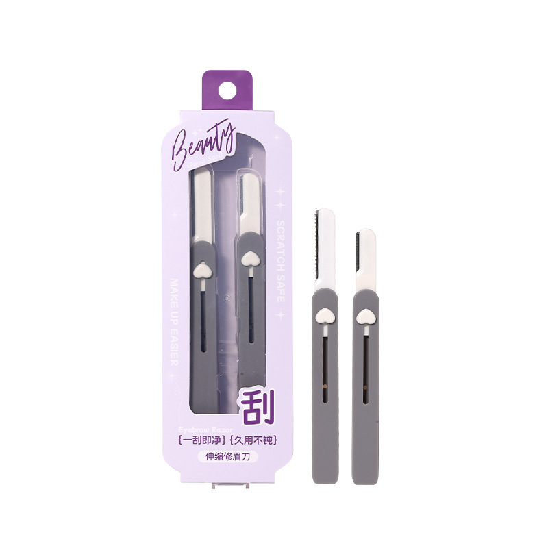 LMLTOP tamaño de cuchillo de cejas cortadoras 2 piezas de cuchillo de cejas cortadoras portátiles telescópicas de malla protectora de cejas cortadoras JJF02