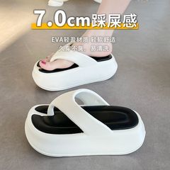 新款eva人字拖女夏季休閒厚底防滑松糕跟防水踩屎感外穿涼拖鞋