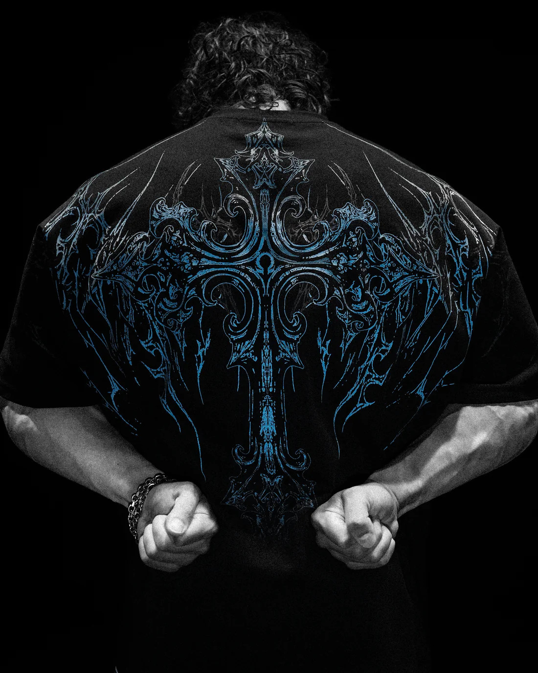 Breathedivinity Men's Oversized T-Shirt Dark Style American Trendy Brand Sports Casual Cotton Printed Short Sleeve 008_viptrois.com