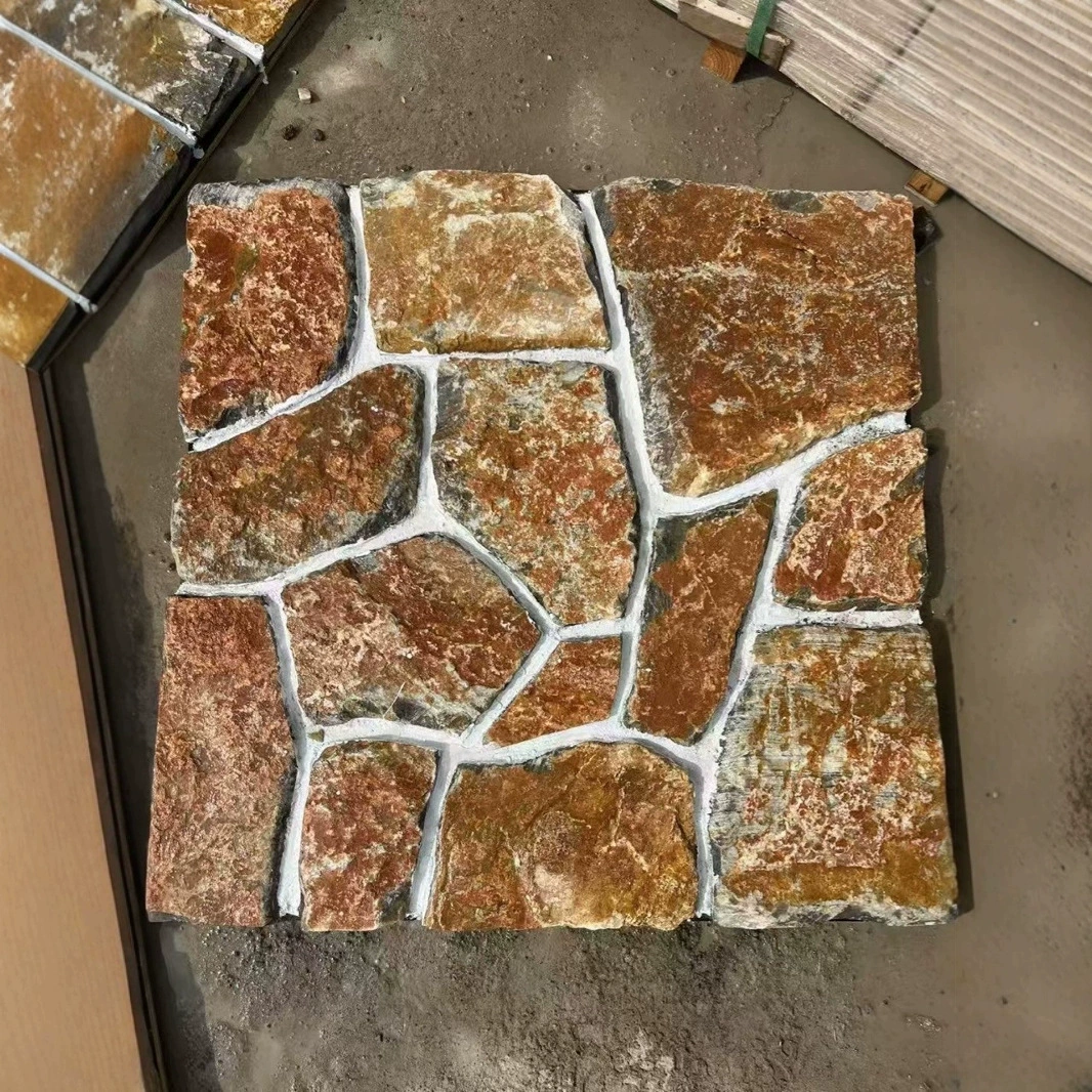 Натуральный необработанный камень, нерегулярная внешняя стена, культурный камень, ледяная мозаика, желтая древесина, сланец, каменная стена.