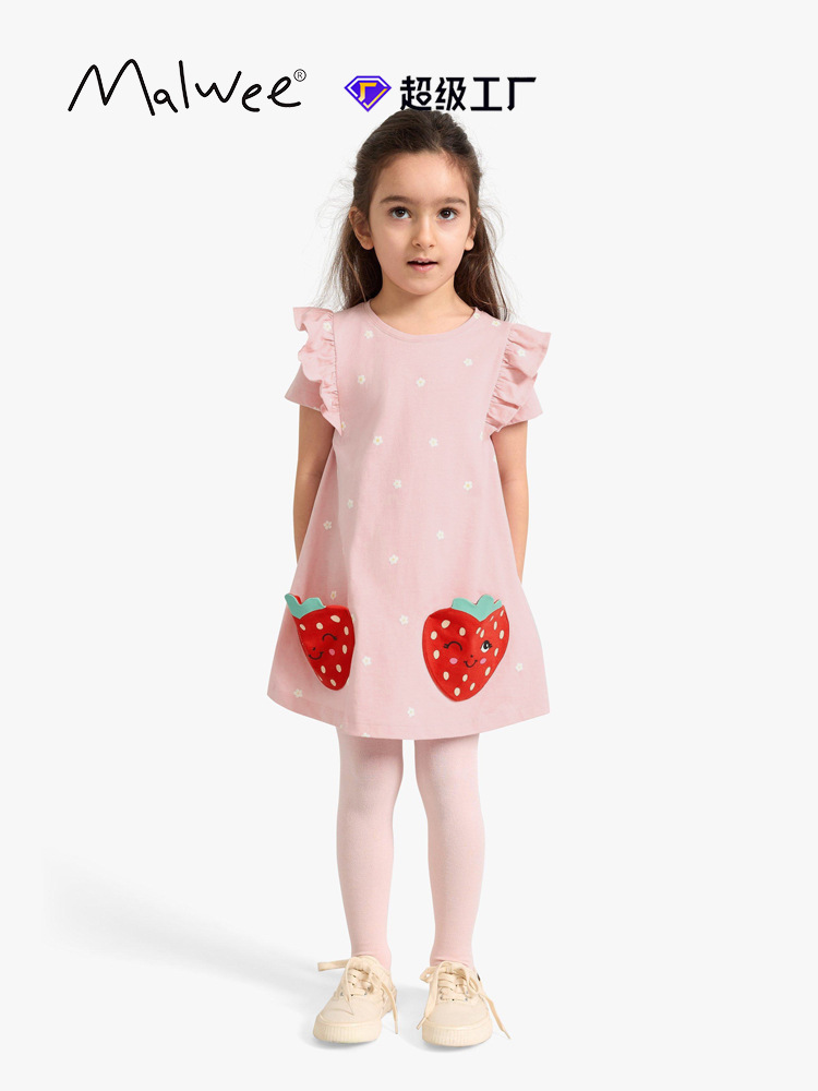 Falda de niña malwee transfronteriza verano nuevo vestido de niña linda de manga corta con cuello redondo para niños europeos y americanos