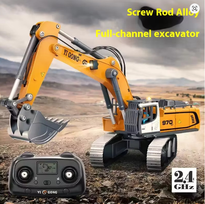 Toy car, excavator, bulldozer, airplane, remote control, scale 1:20