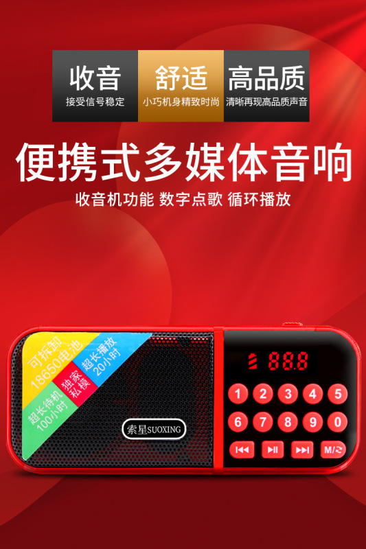 プリシング C6 カードスロット搭載 Bluetooth ラジオ ミニスピーカー 多機能ポータブル MP3 音楽プレーヤー|undefined