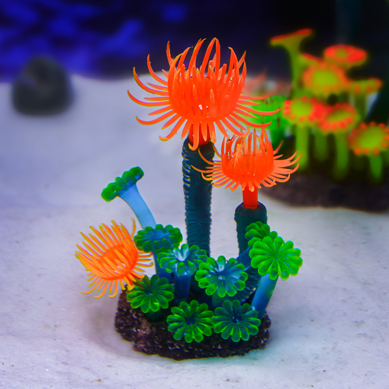 Nuevos adornos para acuarios, coral suave y colorido, decoración para peceras, artesanías de árboles de coral de silicona fluorescente