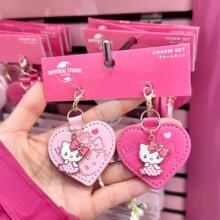 日本USJ大阪环球影城HelloKitty爱心挂件卡通可爱pu皮拉链头挂饰