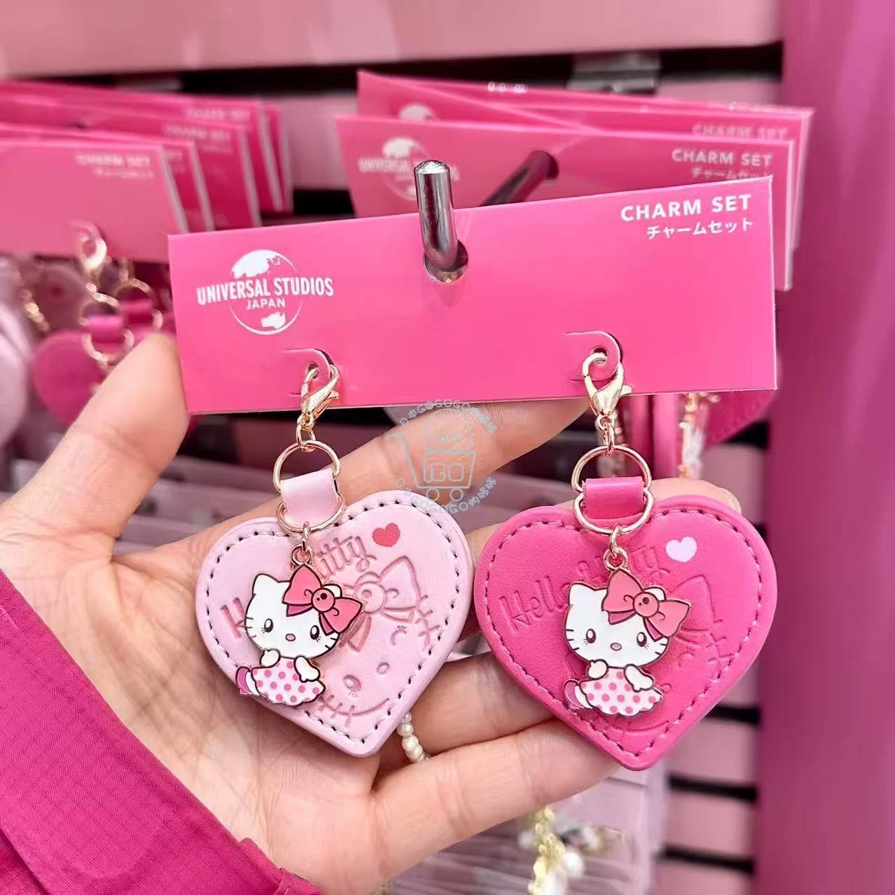 日本USJ大阪环球影城HelloKitty爱心挂件卡通可爱pu皮拉链头挂饰