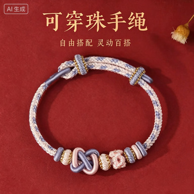DIY semi-finished beaded adjustable multi-color handmade braided bracelet with peace knot, direct wholesale from manufacturer