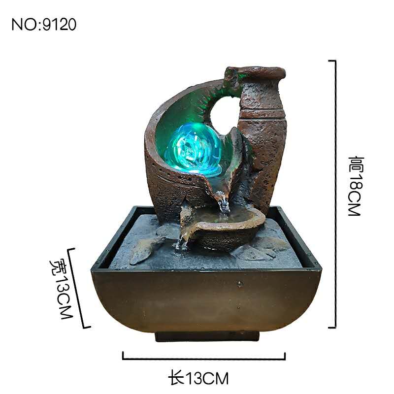 Adornos de agua corriente Agua circulante Fuente de lujo ligera moderna Escritorio de oficina Bola de feng shui pequeña decoración de sala de estar