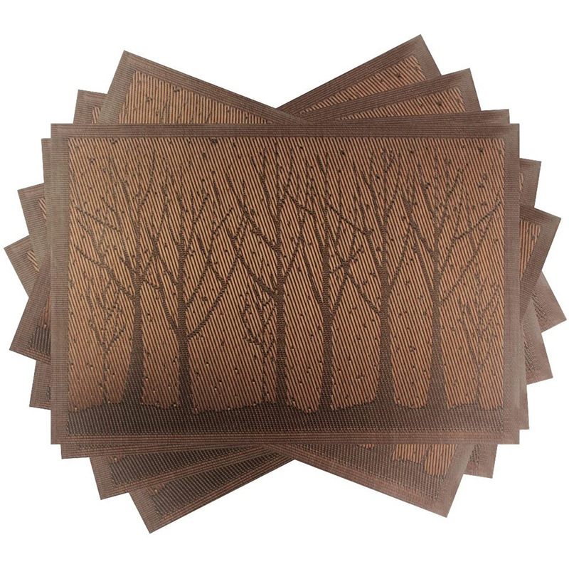 Pequeño árbol occidental placemat Teslin placemat tazón estera taza estera jacquard patrón decoración alargado corredor de mesa estera de mesa de PVC